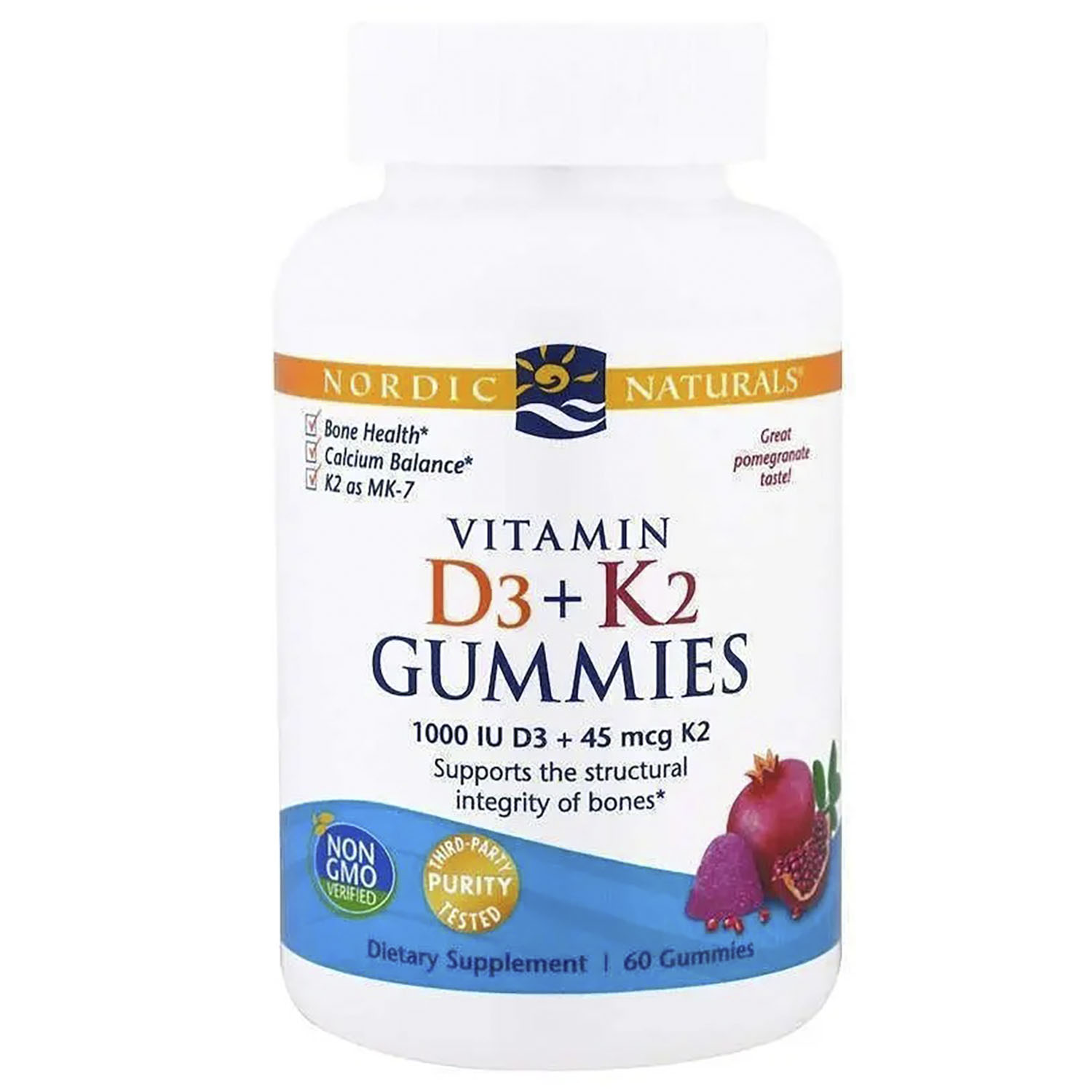 Вітамін Д3 і К2 Nordic Naturals Vitamin D3 + K2 смак граната 60 жувальних цукерок - фото 1