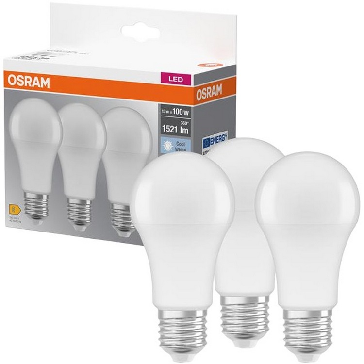 Набір ламп Osram LED E27 13W 4000К 1520Lm A60 3 шт. (4058075819559) - фото 1