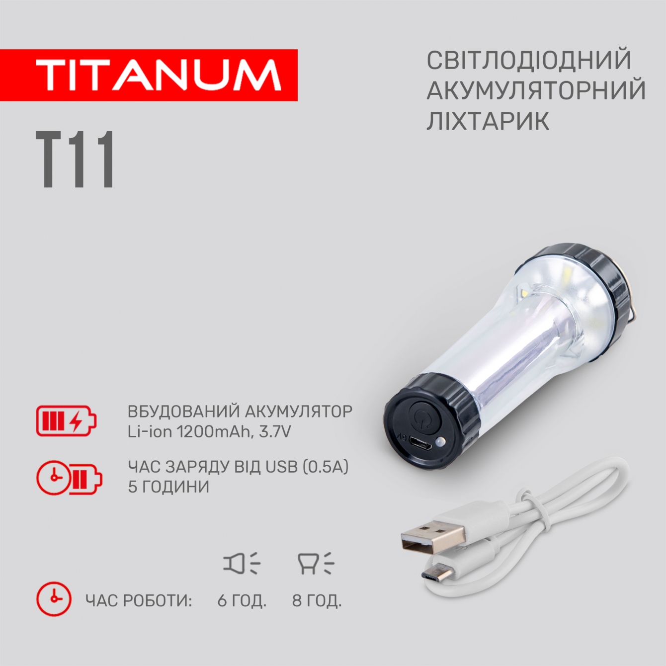 Фонарь портативный Videx Titanum 70 Lm 5500 K (TLF-T11) - фото 6
