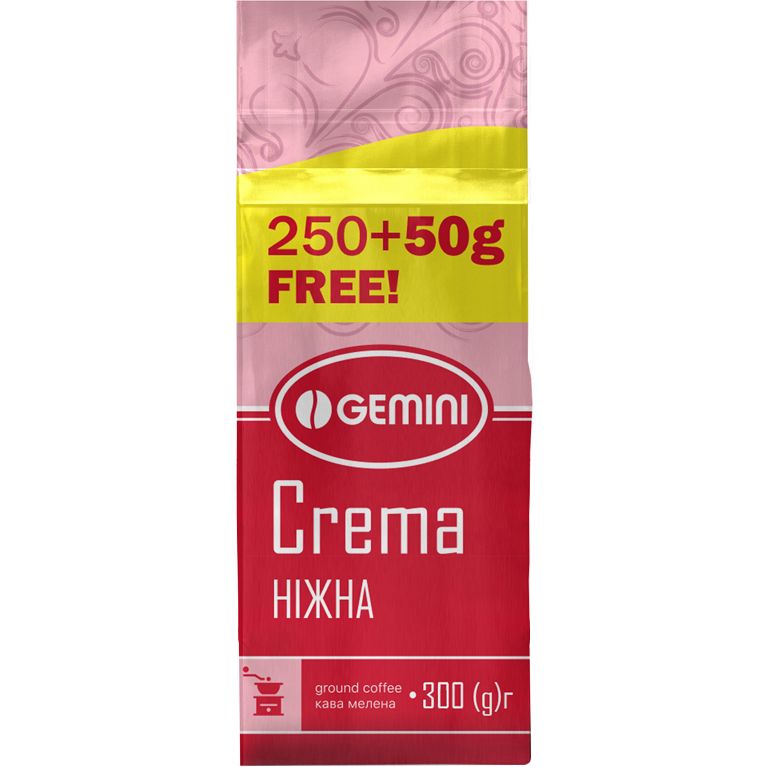 Кофе молотый Gemini Crema Нежный жареный 300 г - фото 1