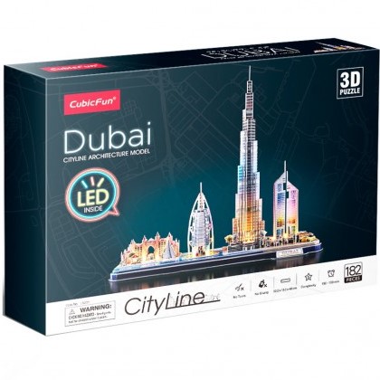 Трехмерная головоломка-конструктор CubicFun City Line Дубай, с Led подсветкой, 182 элемента (L523h) - фото 2