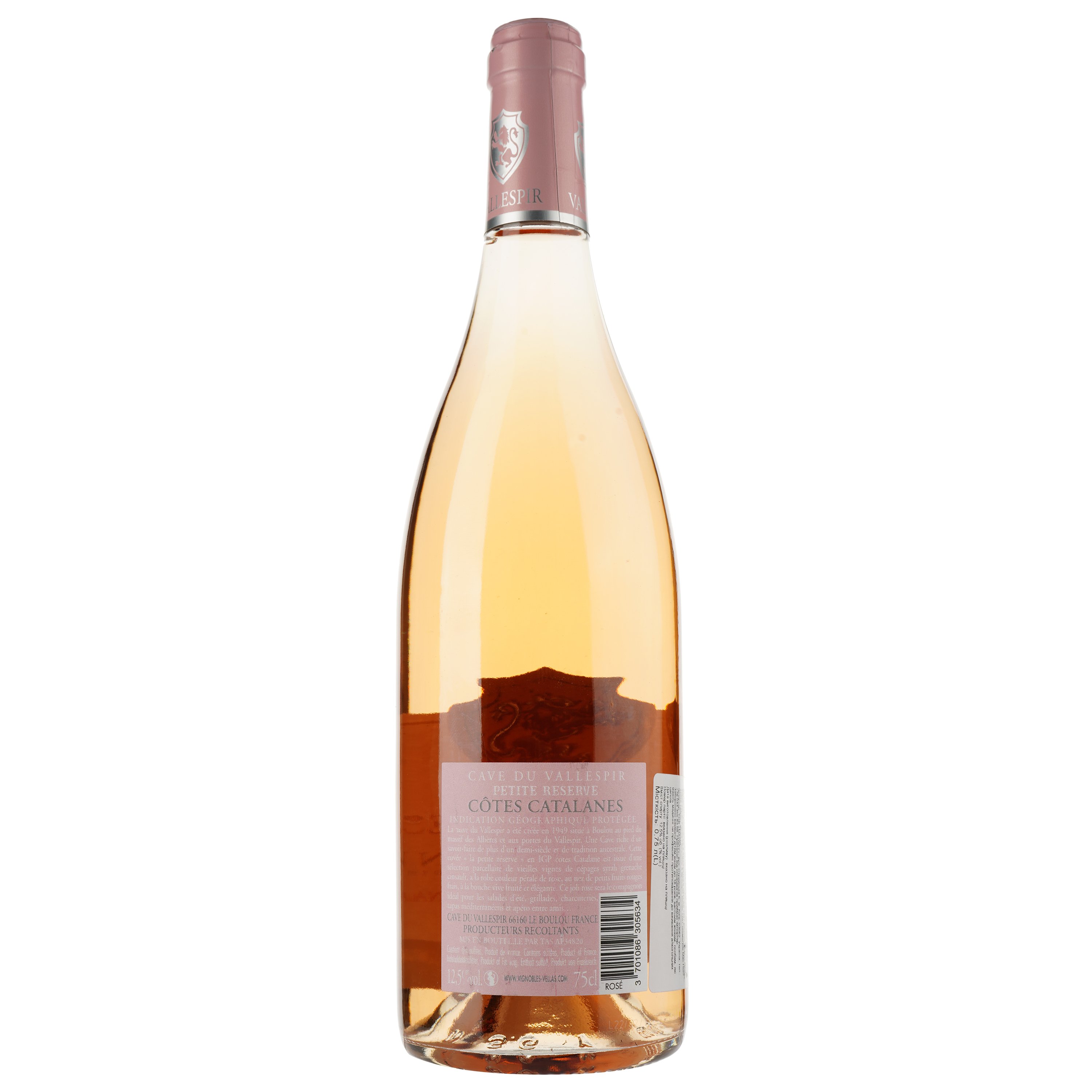 Вино Cave Du Vallespir Rose Cotes Catalanes IGP, розовое, сухое, 0,75 л - фото 2