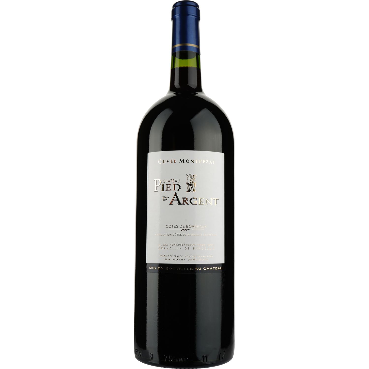 Вино Chateau Pied d'Argent Cuvee Montpezat AOP Cotes de Bordeaux 2021, червоне, сухе, 1,5 л - фото 1