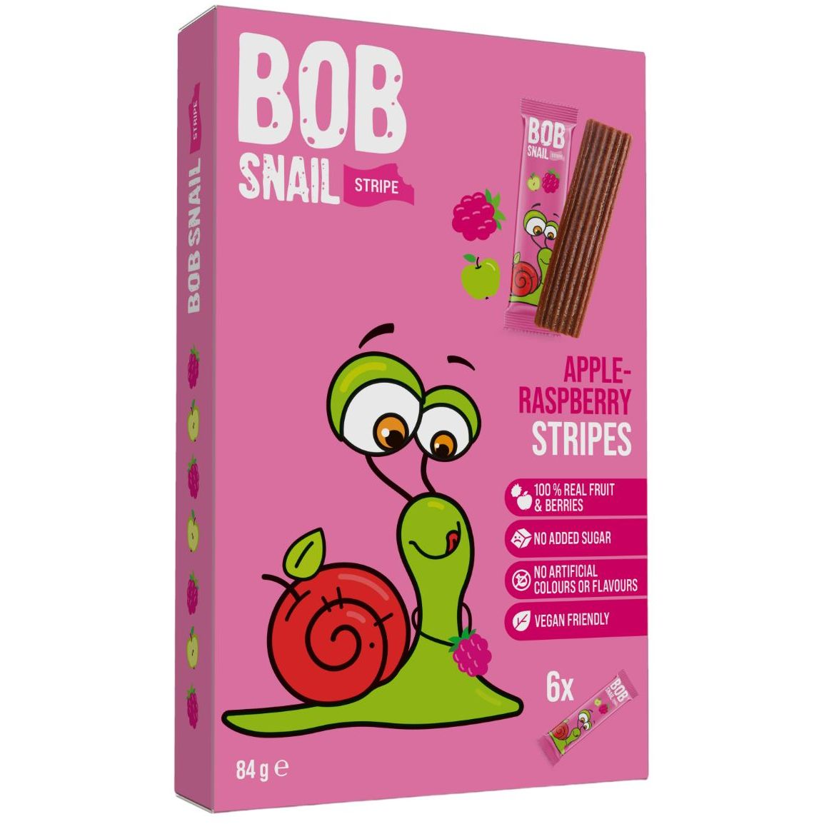 Конфета фруктово-ягодная Bob Snail Яблочно-малиновый страйп 84 г (6 шт. х 14 г) - фото 1