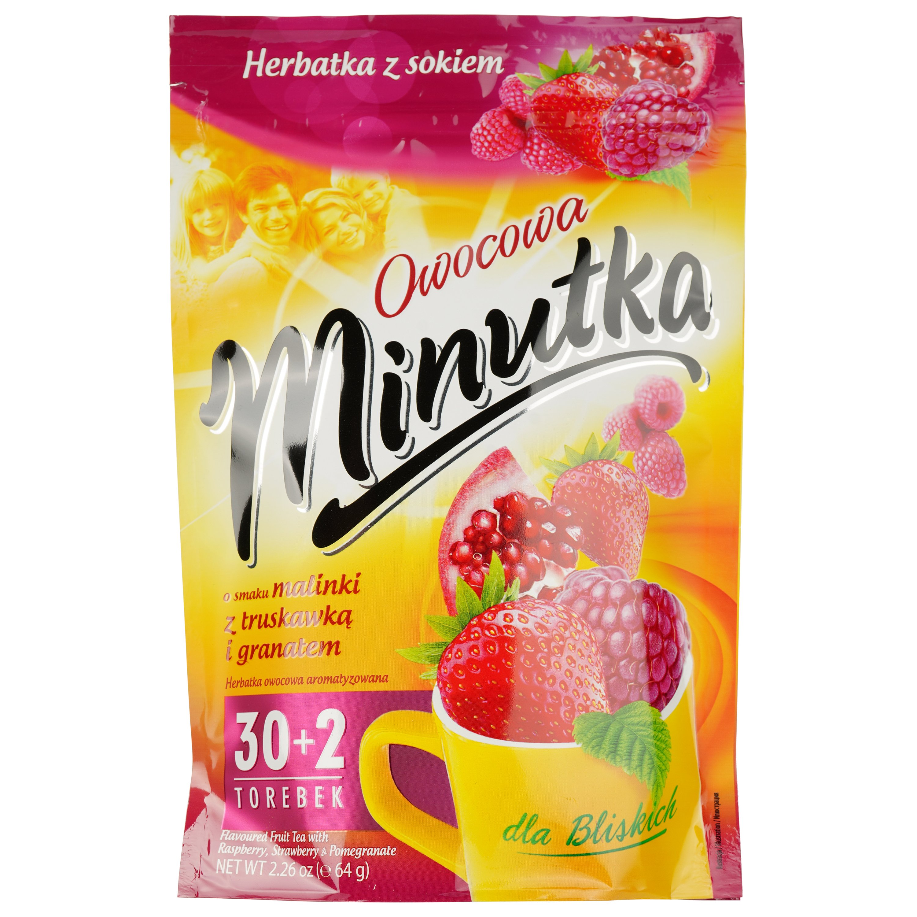 Чай фруктовый Minutka, малина, клубника, гранат, 64 г - фото 1