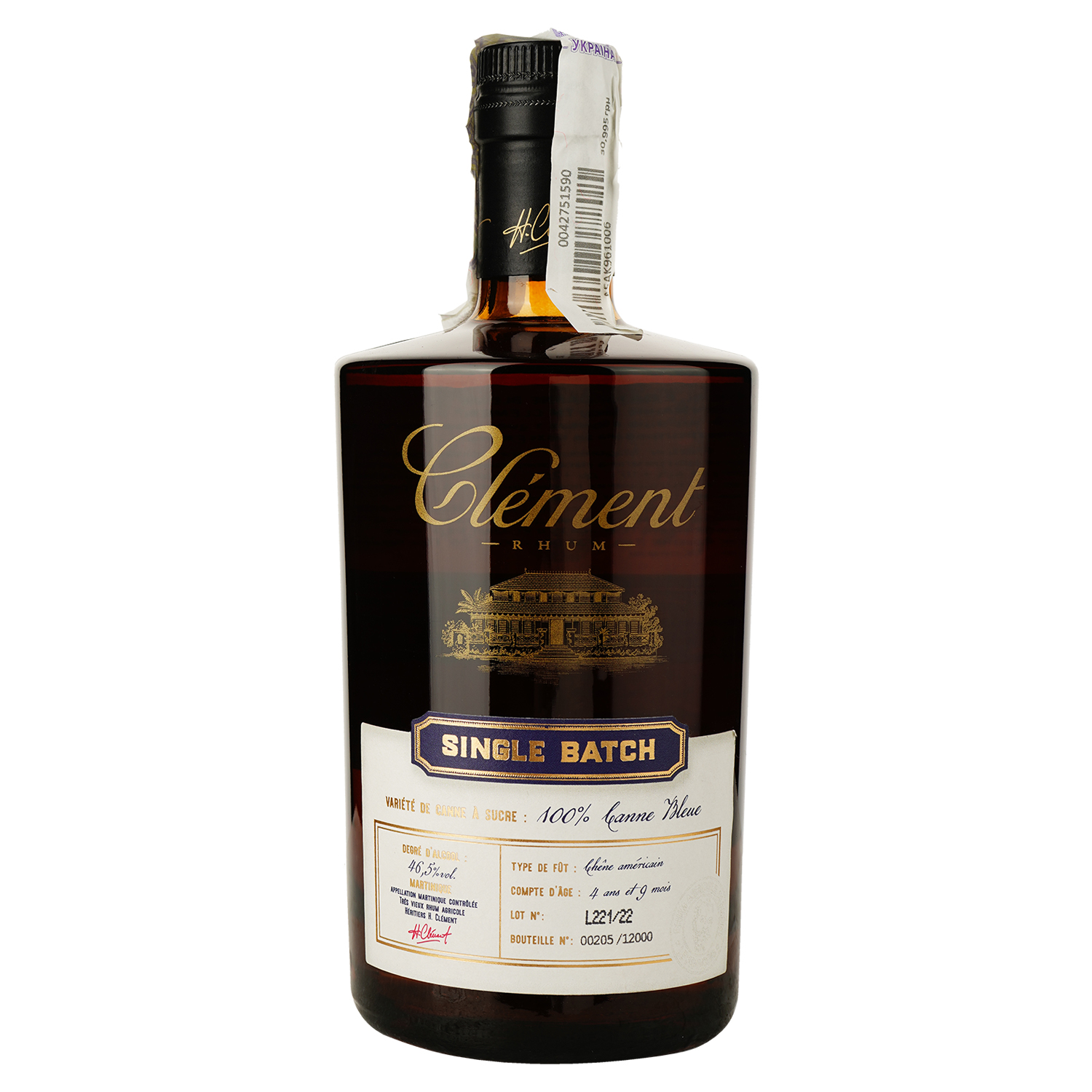 Ром Clement Single Batch 100% Canne Bleue 46.5% 0.5 л - фото 3