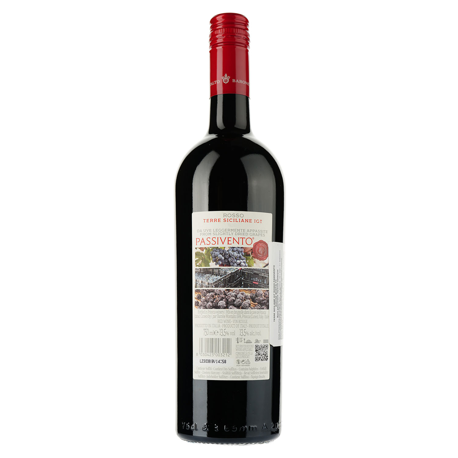 Вино Barone Montalto Passivento Rosso Terre Siciliane IGT, красное, полусухое, 0,75 л - фото 1