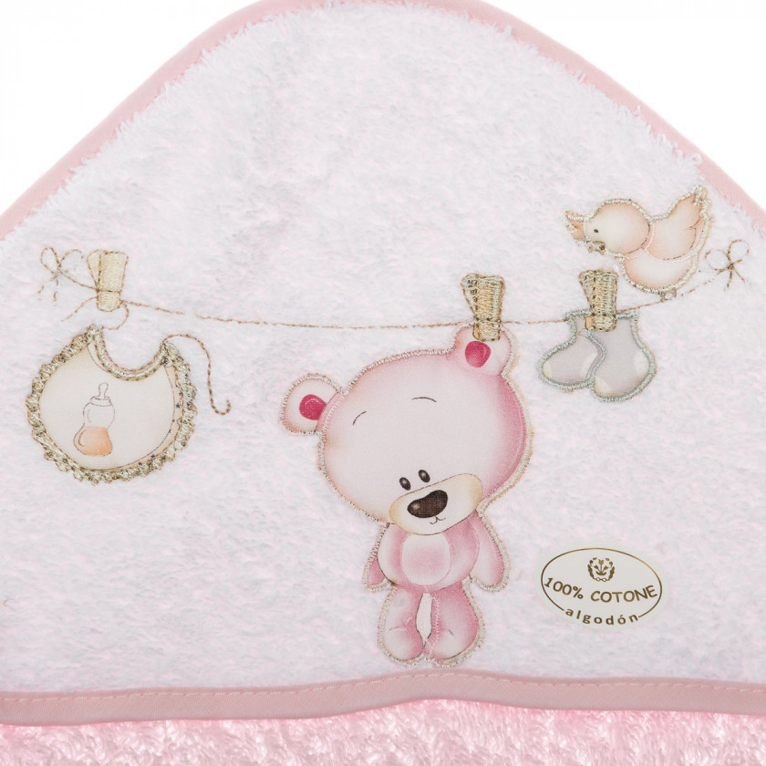 Рушник з гребінцем і щіткою Interbaby Teddy, рожевий (8100221) - фото 3