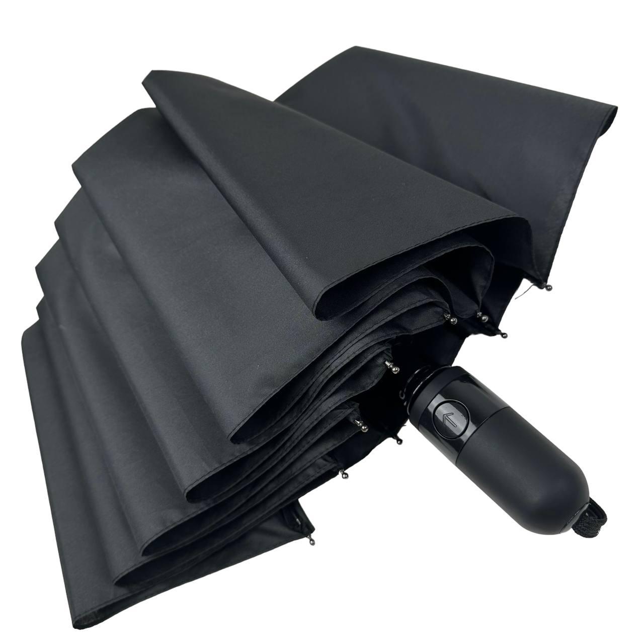 Мужской складной зонтик полуавтомат Toprain 98 см черный - фото 2