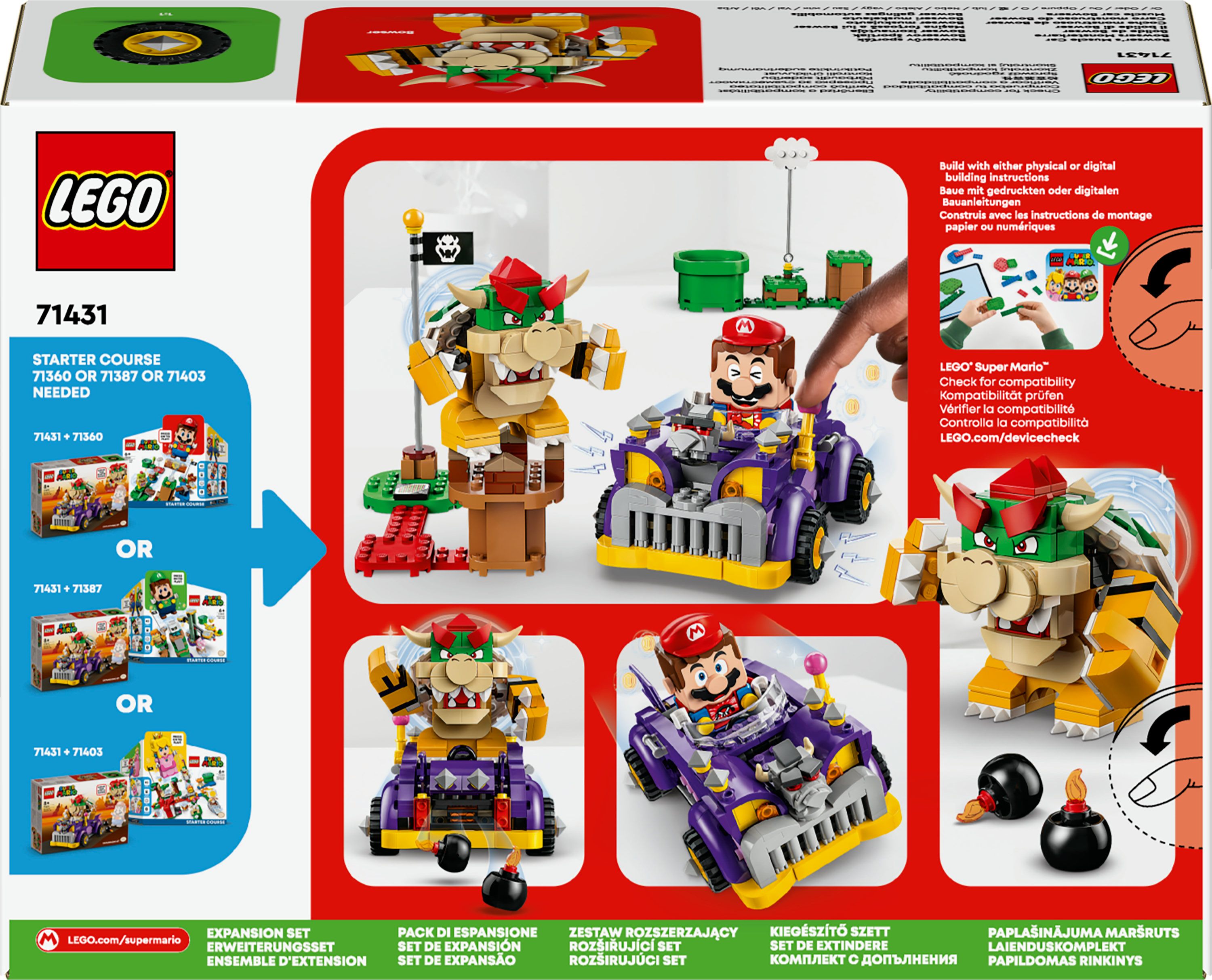 Конструктор LEGO Super Mario Маслкар Bowser Дополнительный набор 458 деталей (71431) - фото 9
