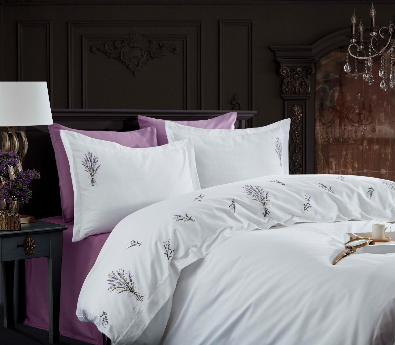 Комплект постельного белья Dantela Vita Lavender сатин с вышивкой евро (svt-2000022294867) - фото 1