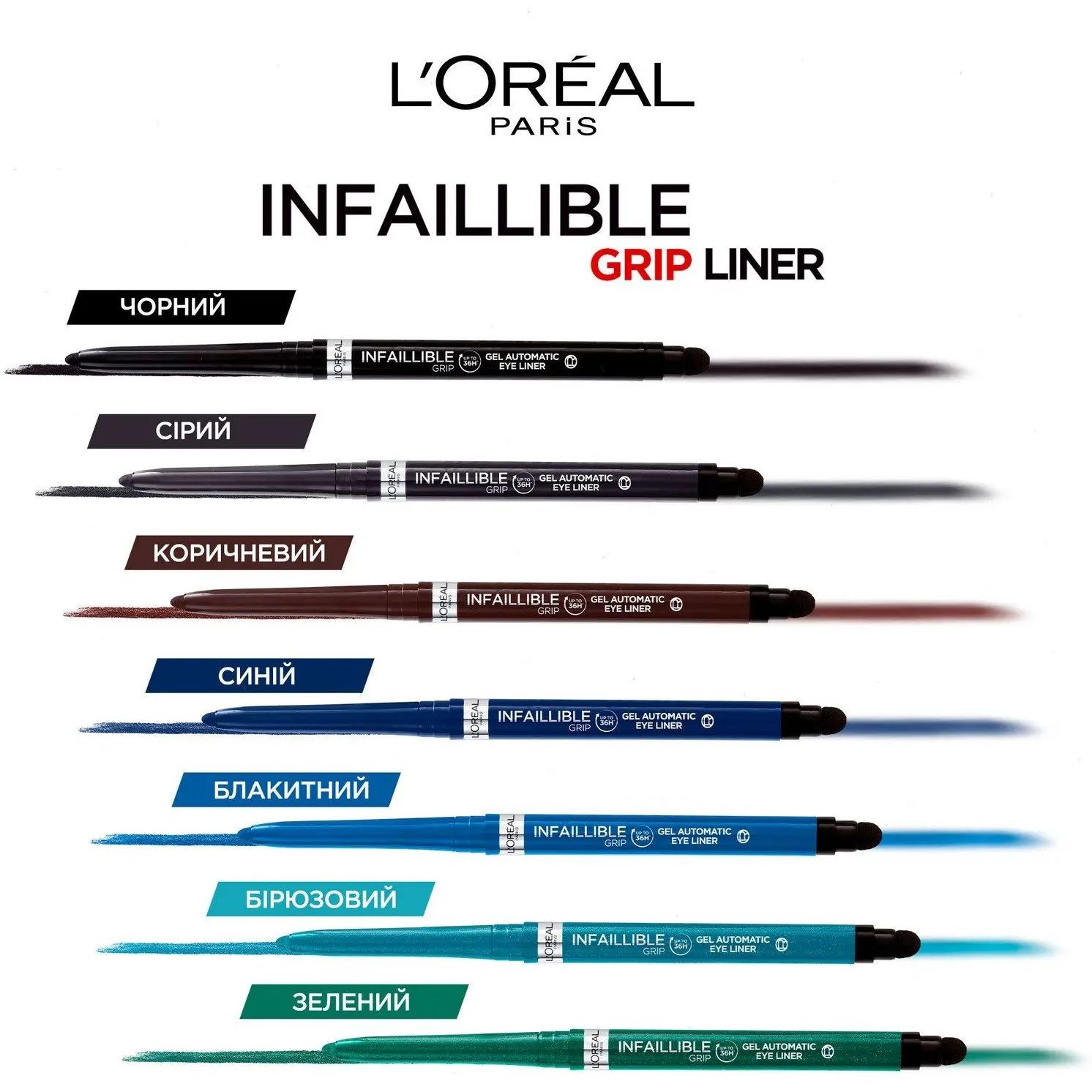 Автоматический карандаш для век L'Oreal Paris Infaillible Grip Gel Automatic Eye Liner тон 07 (Turquoise Faux Fur) 1 г - фото 2