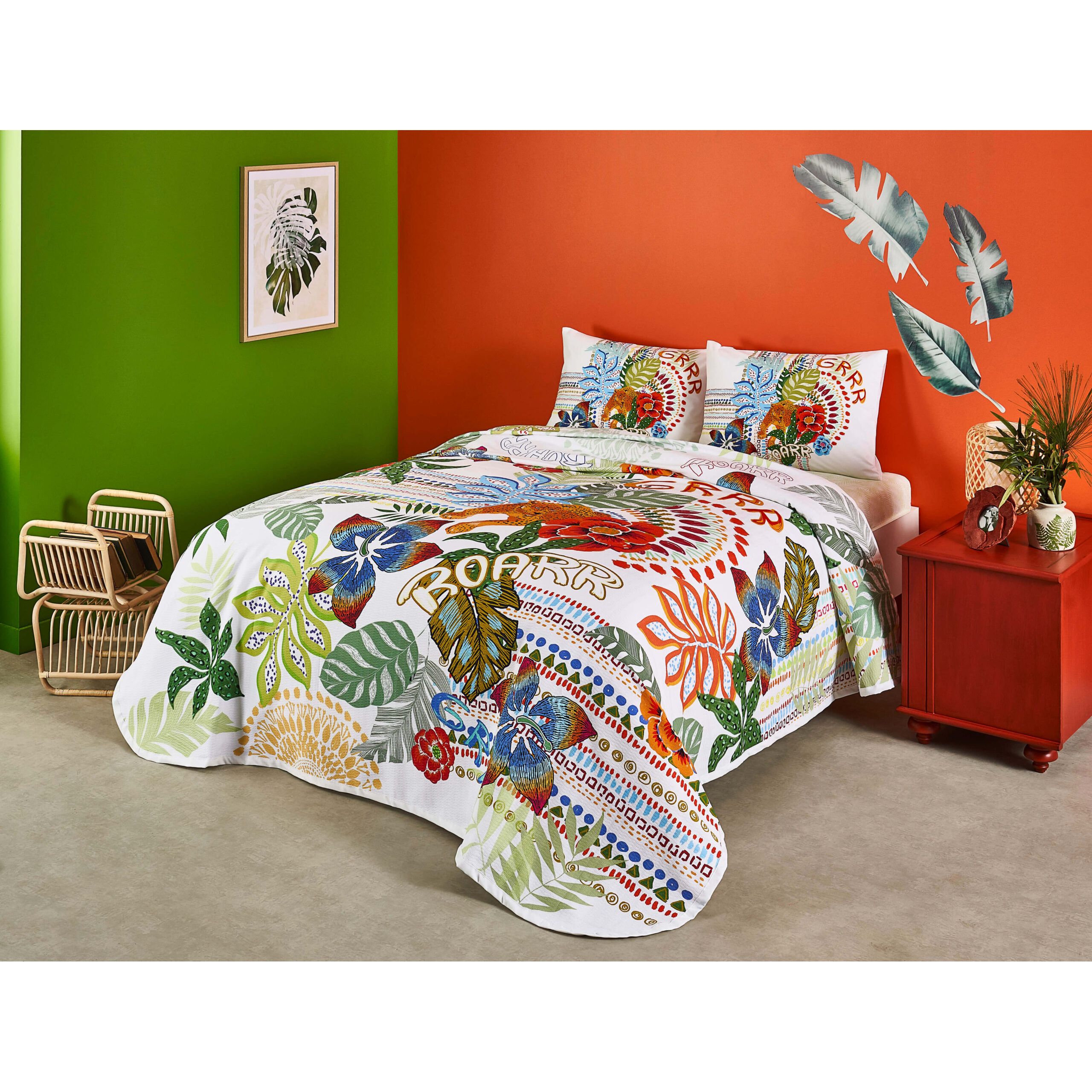 Комплект постельного белья TAC с покрывалом-пике Tess Евро Разноцветный 000229951 - фото 1