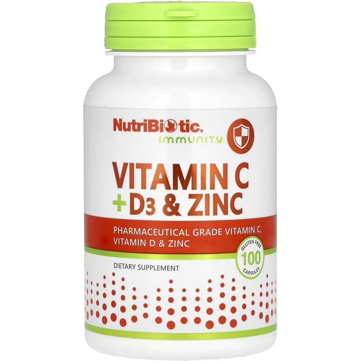 Витамин C, D3 и цинк NutriBiotic Immunity Vitamin C+D3 & Zinc 100 капсул - фото 1