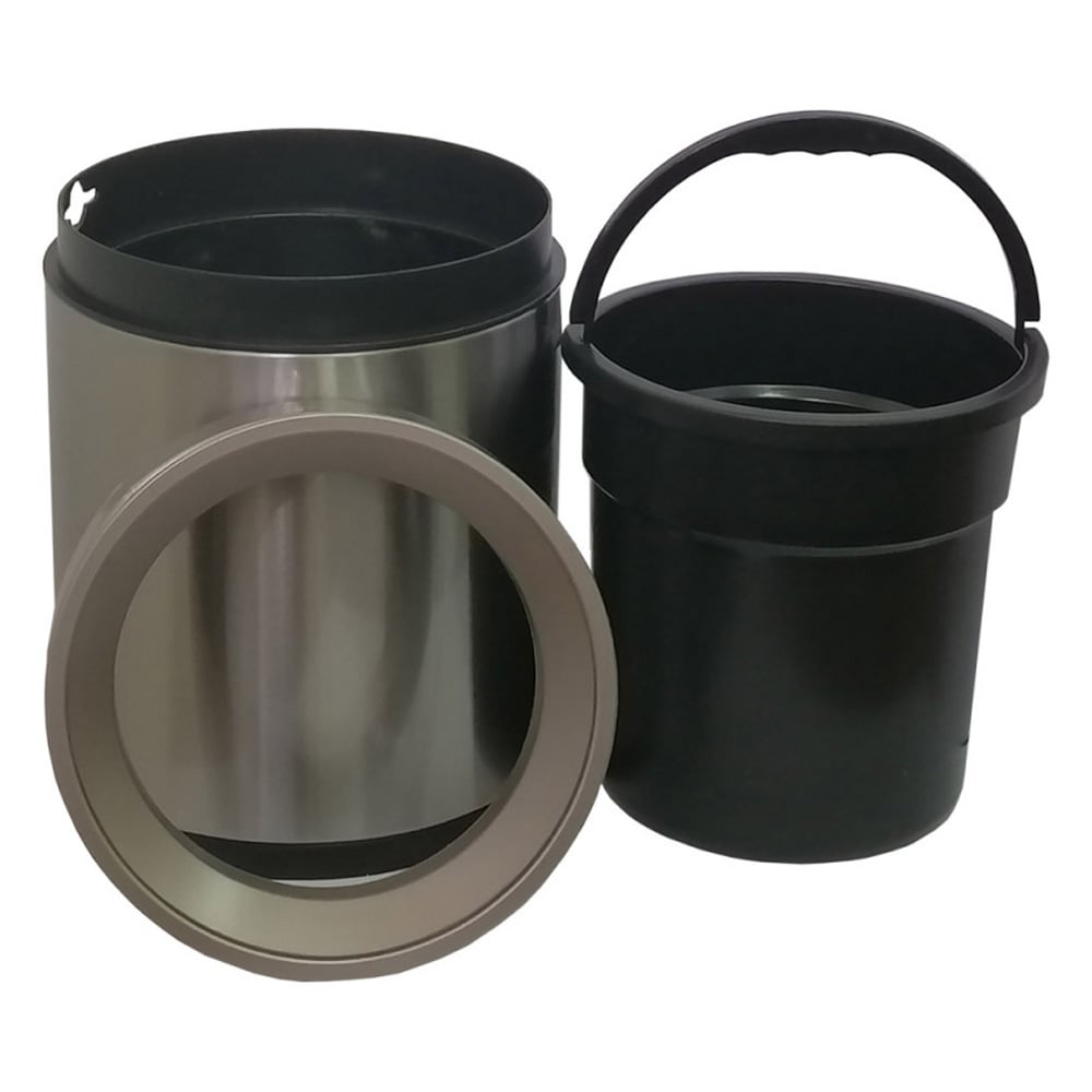 Ведро для мусора круглое без крышки Jah с внутренним ведром, 10 л, 25,3×25,3×33,4 см, серебряный металлик (JAH353 silver) - фото 3