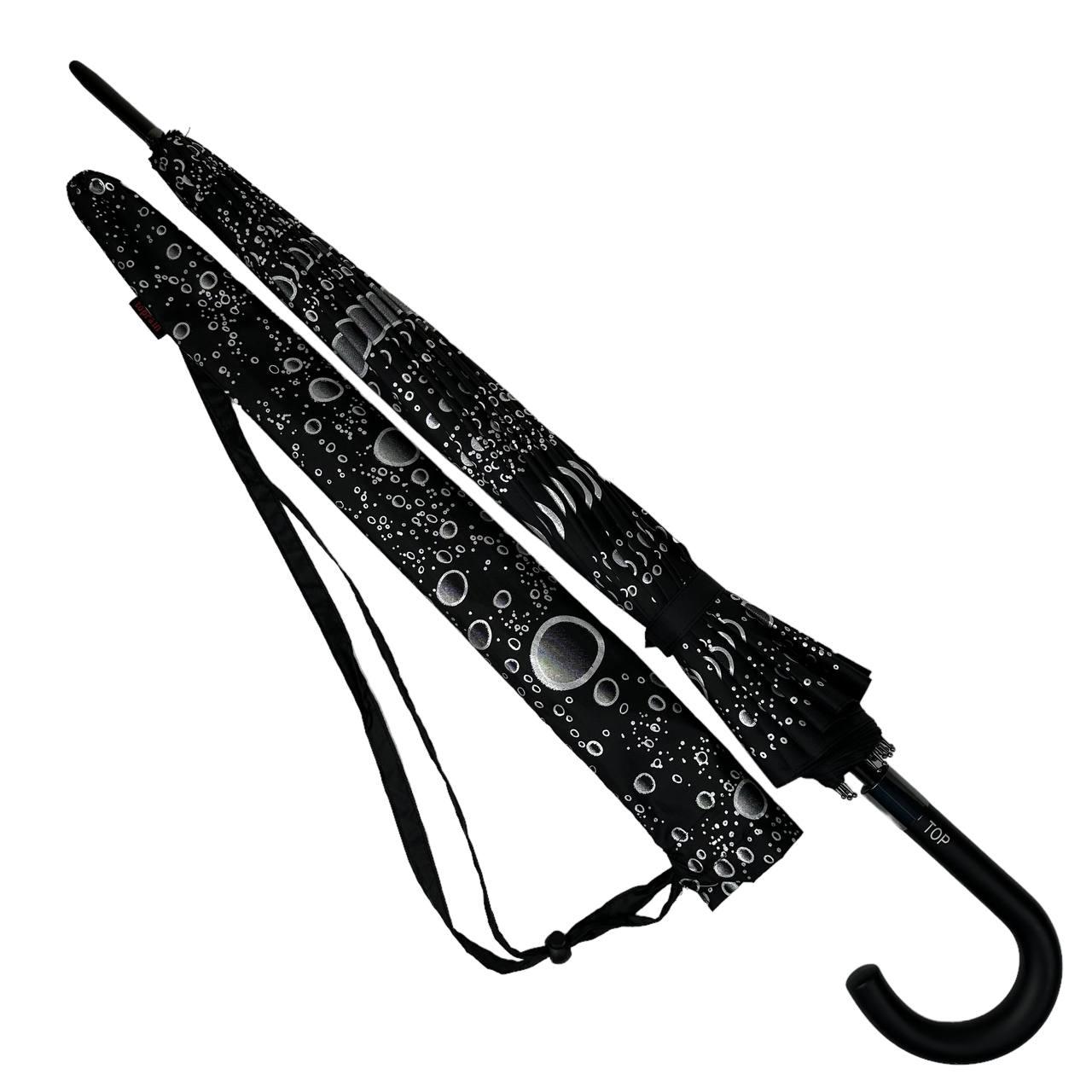 Жіноча парасолька-палиця напівавтомат Toprain 98 см чорна - фото 2