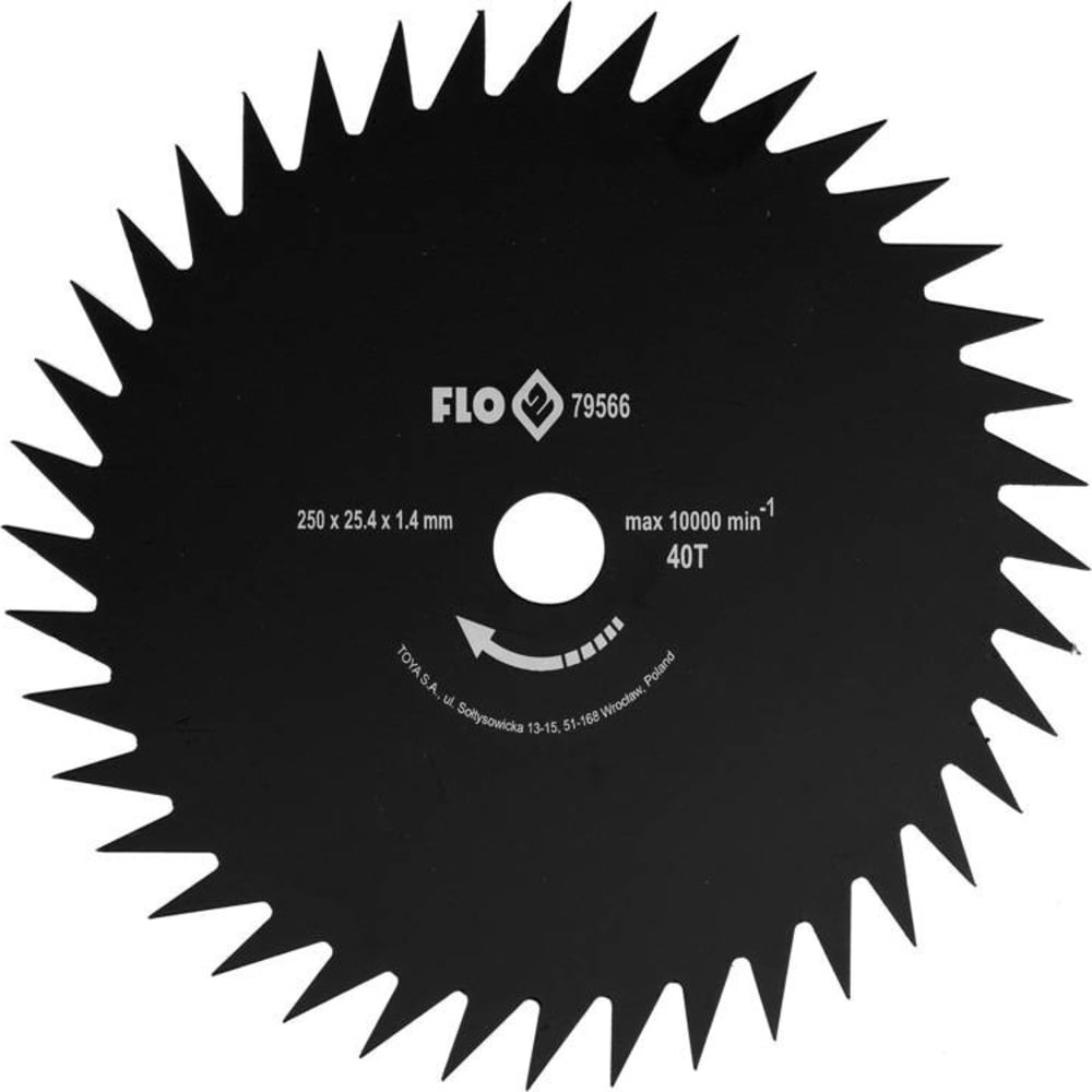Ніж для бензокоси Flo дисковий 40 зубців 25 см кріпильний Ø 2.54 см (79566) - фото 1