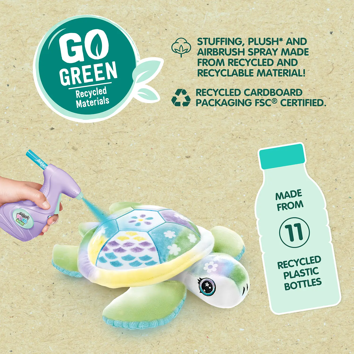 Набір для творчості Canal Toys DIY Airbrush Plush Nature Черепаха зелена (OFG280) - фото 8