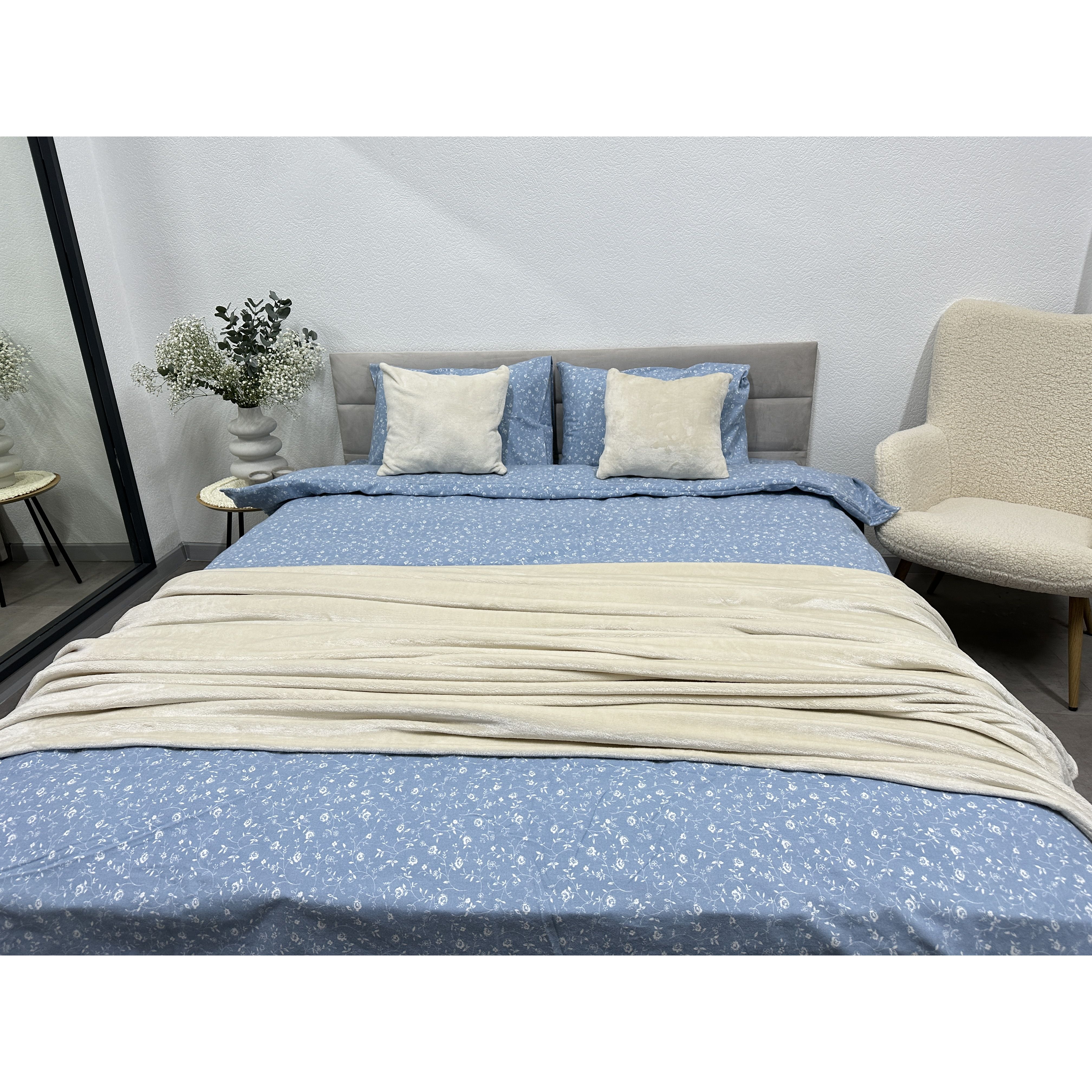Комплект постельного белья Ecotton двуспальный 250958 Цветок на голубом (24276) - фото 1