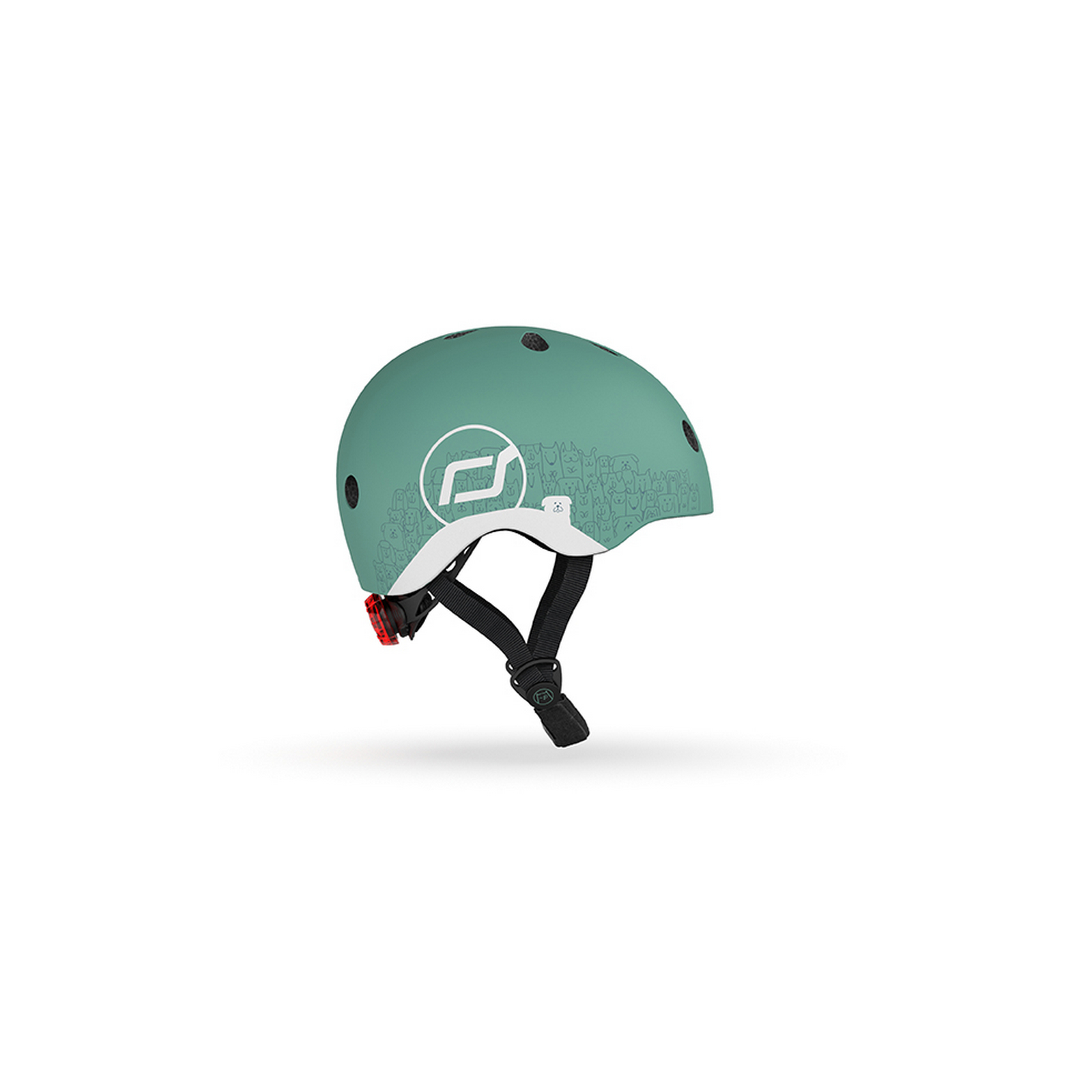 Шлем защитный Scoot and Ride светоотражающий, с фонариком, 45-51 см (XXS/XS), серо-зеленый (SR-210225-FOREST) - фото 3