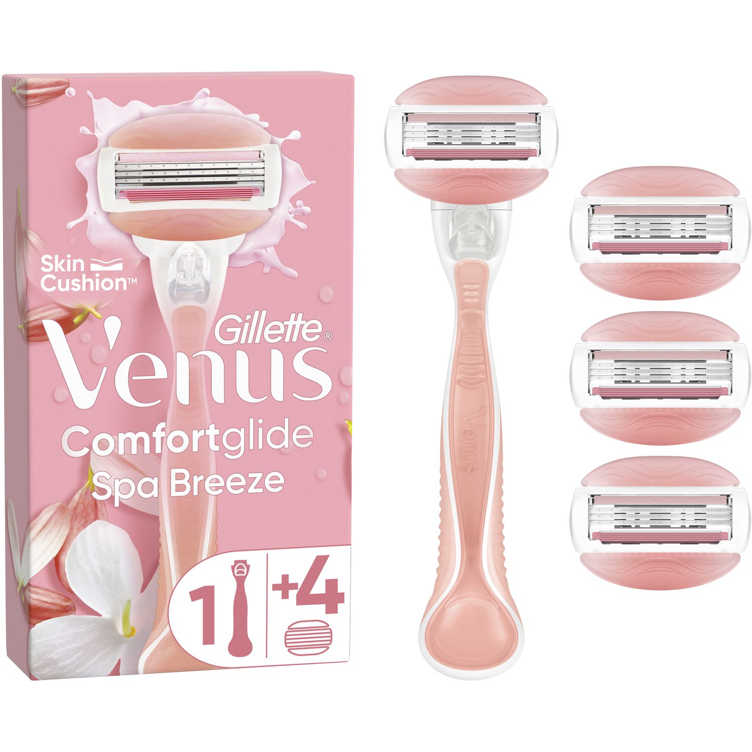 Бритвенный станок Gillette Venus Comfortglide Spa Breeze, с 4 сменными картриджами - фото 1