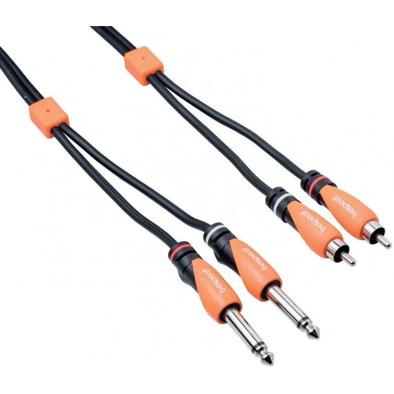 Комутаційний кабель Bespeco 2xJack 6.3 mono - 2xRCA SLY2JR300 3м - фото 1