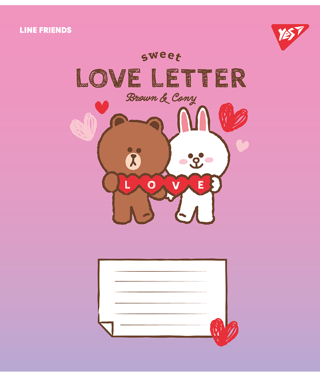 Набор тетрадей Yes Line Friends. Love letter А5 в косуюю линию 12 листов 25 шт. (766934) - фото 4