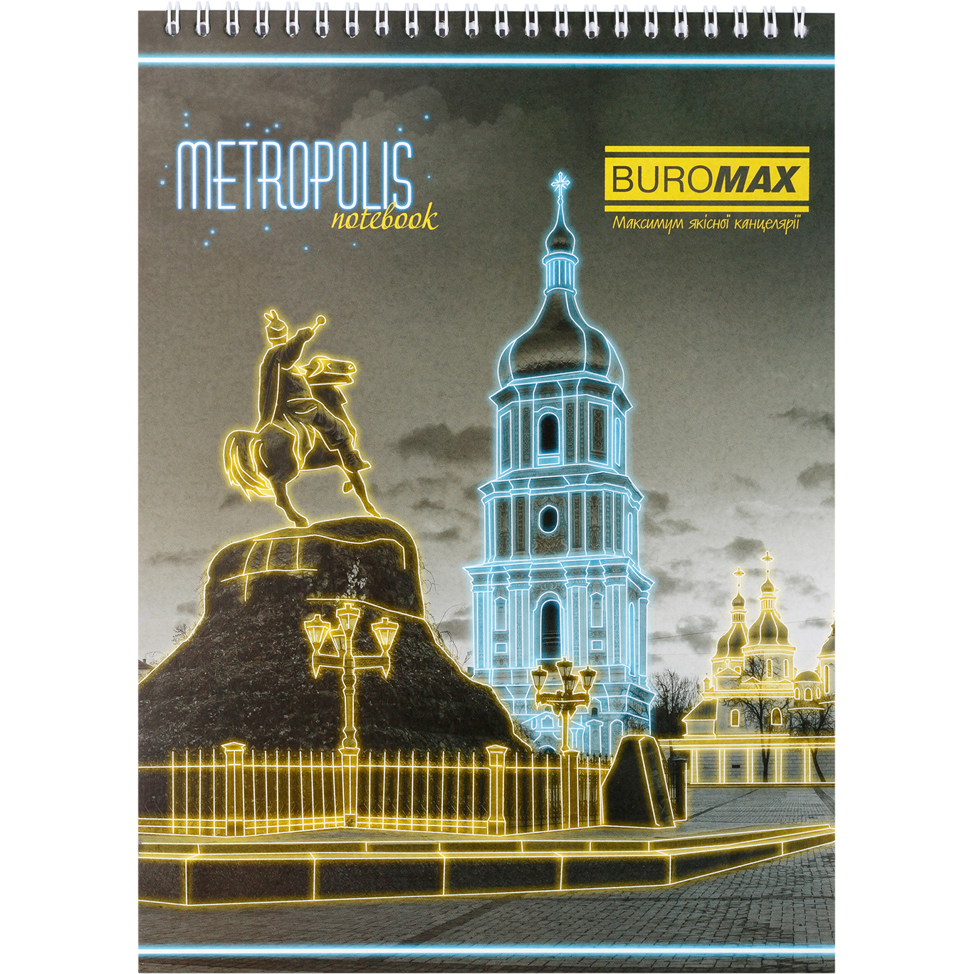 Блокнот на пружині зверху Buromax Metropolis А-4, 48 аркушів синій (BM.24445101-02) - фото 1