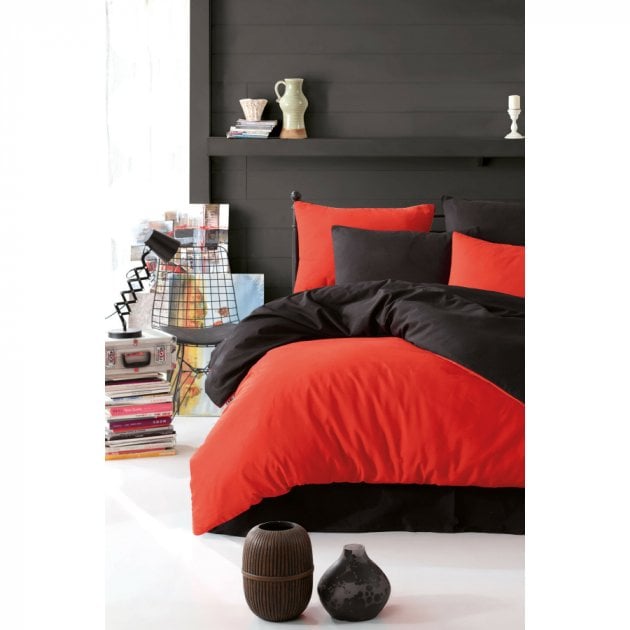 Комплект постельного белья Eponj Home Paint Mix Kirmizi-Siyah, ранфорс, евростандарт, красно-черный, 4 предмета (svt-2000022292436) - фото 1