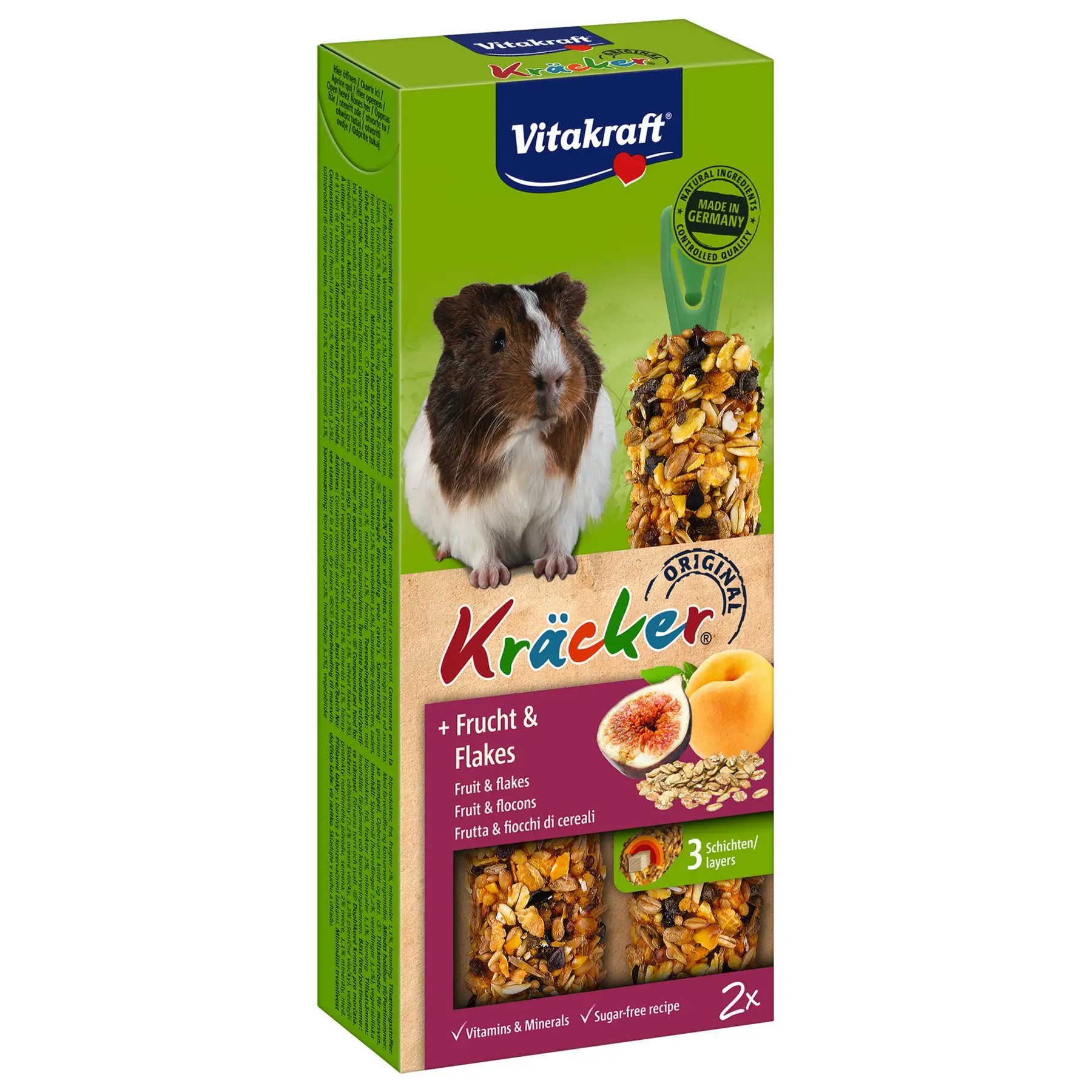 Ласощі для морських свинок Vitakraft Kracker Original + Frucht & Flakes, фрукти та пластівці, 2 шт., 112 г (25155) - фото 1