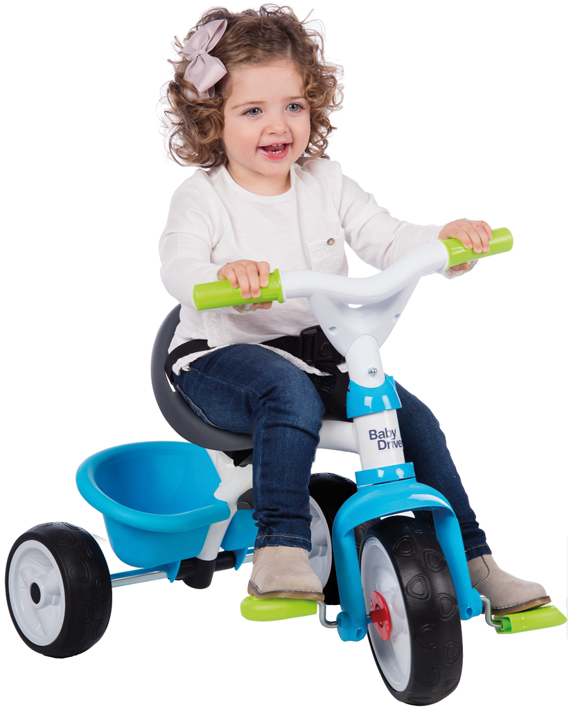 Триколісний велосипед Smoby Toys Бебі Драйвер з козирком і багажником, блакитно-зелений (741200) - фото 9