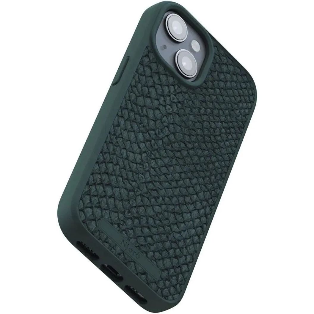 Чохол-накладка Njord Salmon Leather MagSafe Case Green для iPhone 15 Plus - фото 6