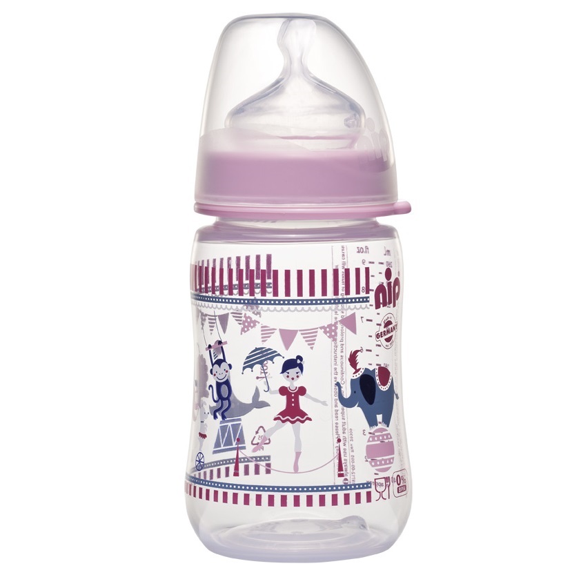Бутылочка для кормления Nip PP, с широкой горловиной, соска с широкой шейкой, 260 мл, розовый (35042) - фото 1