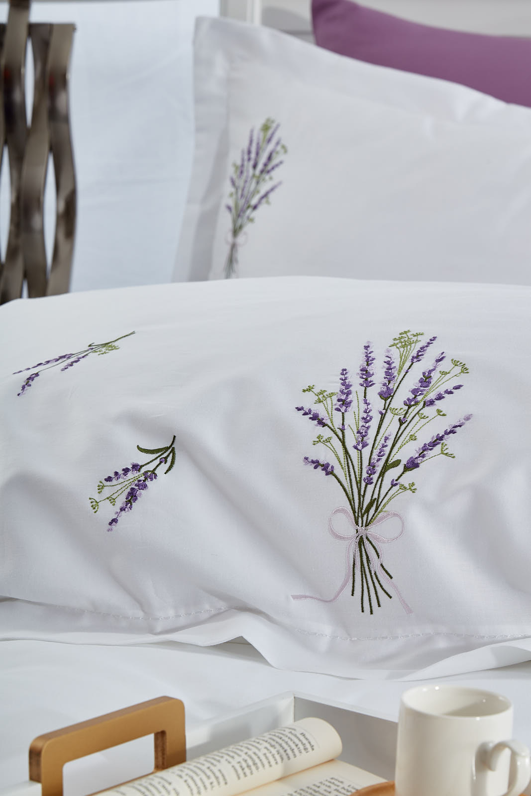 Комплект постільної білизни Dantela Vita Lavender сатин з вишивкою євро (svt-2000022294867) - фото 5
