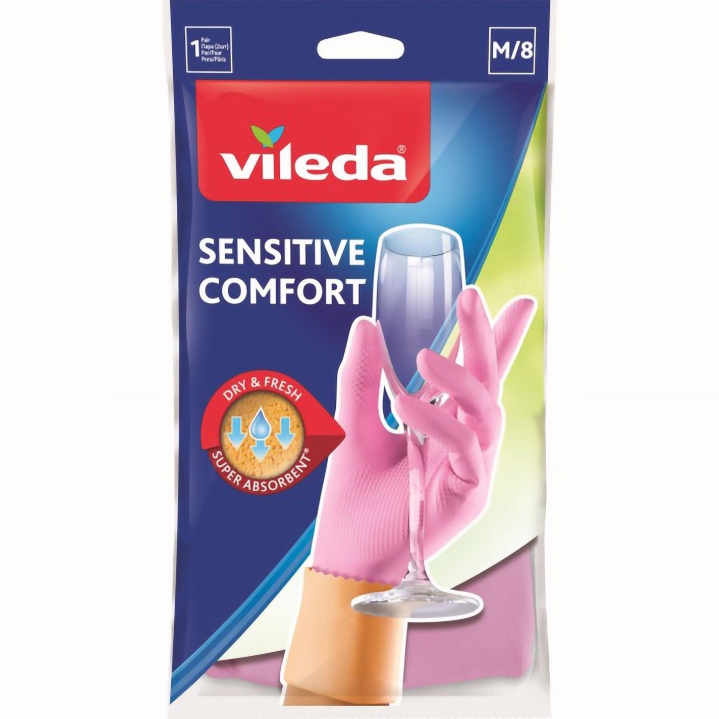 Рукавички латексні Vileda Sensitive Comfort для делікатних робіт розмір М 1 пара (4003790006883) - фото 1