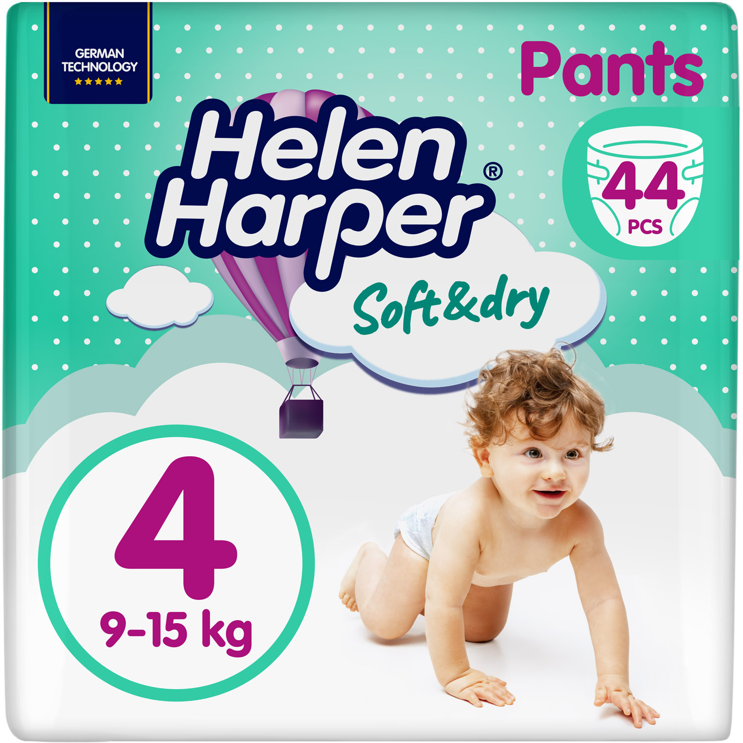 Подгузники-трусики Helen Harper Soft & Dry 4 (9-15 кг), 44 шт. - фото 1