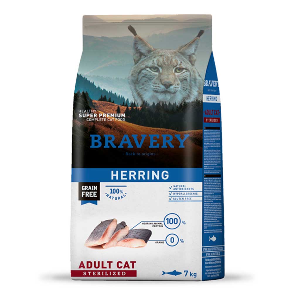 Сухий корм для стерилізованих котів Bravery Herring Adult Cat Sterilized, з оселедцем, 7 кг (0708 BR HERR STER _7KG) - фото 1