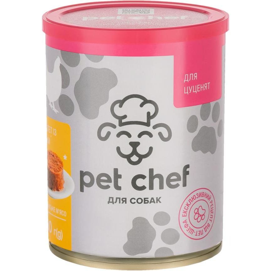 Фото - Корм для собак Вологий корм для цуценят Pet Chef Паштет м'ясний, з куркою, 360 г