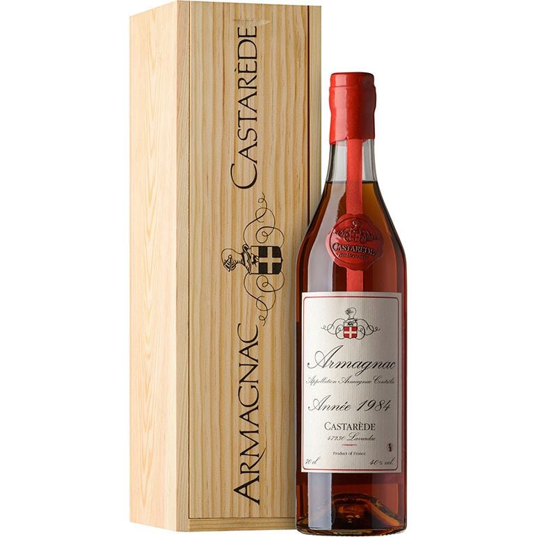 Арманьяк Castarede Armagnac 1984 40% 0.7 л в деревянной коробке - фото 1