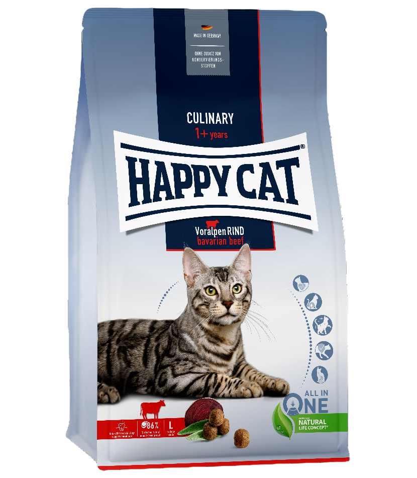Сухой корм для взрослых кошек Happy Cat Culinary Voralpen Rind, со вкусом говядины, 4 кг (70559) - фото 1