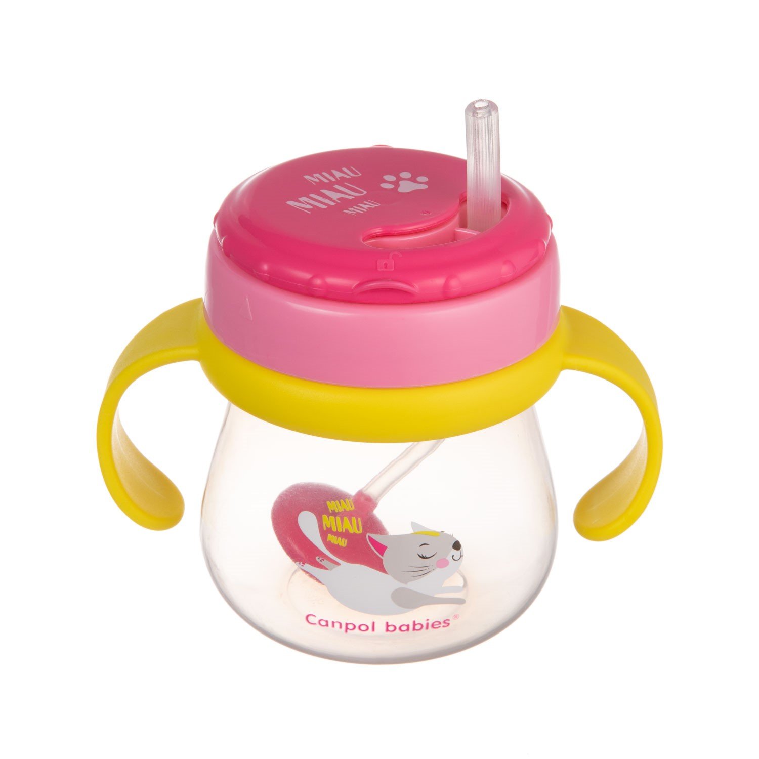 Кружка с силиконовой трубочкой и утяжелителем Canpol babies Котик, 250 мл, розовый (56/520) - фото 2
