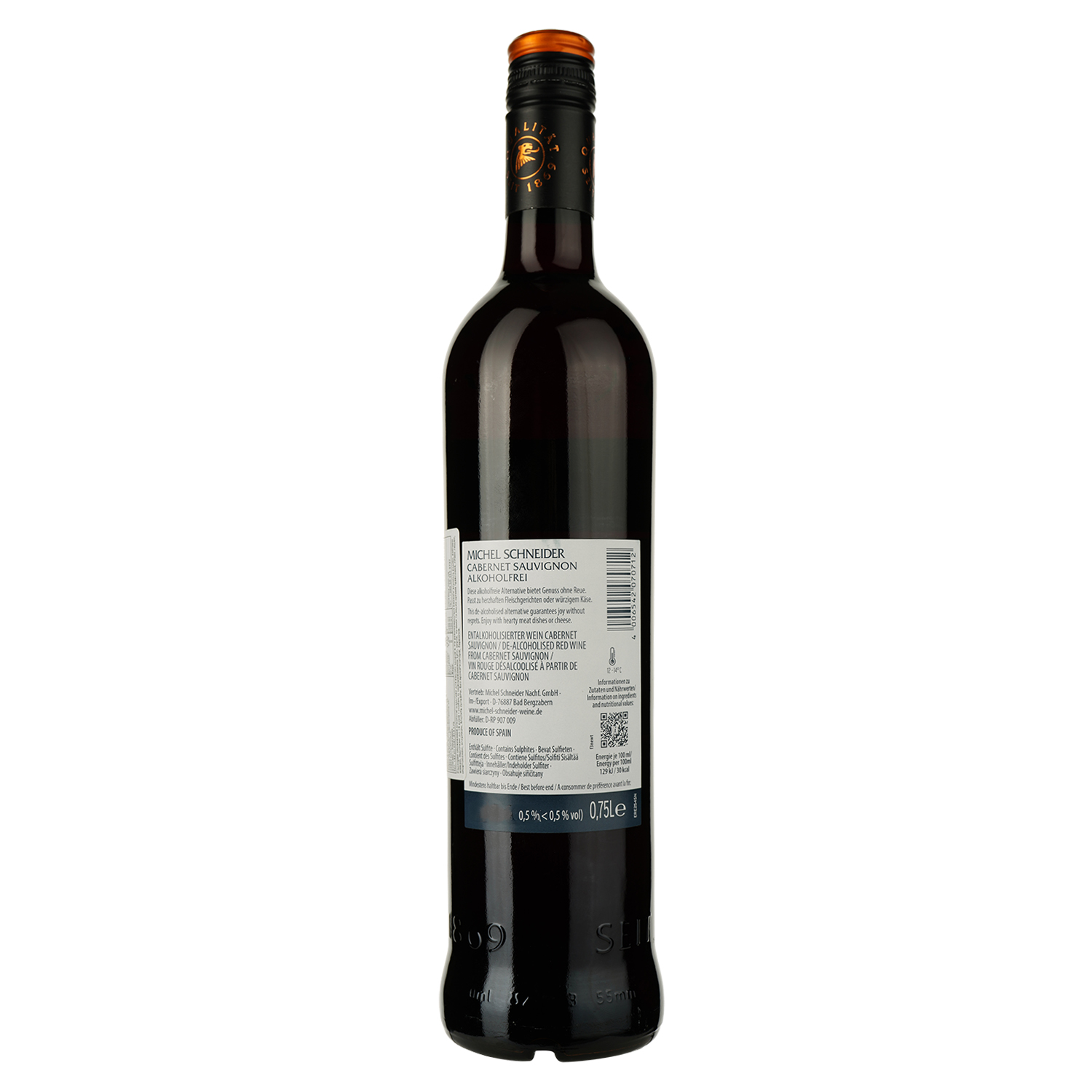 Вино безалкогольное Michel Schneider Zimmermann-Graeff&Muller Cabernet Sauvignon, красное, полусладкое, 0,5%, 0,75 л - фото 2