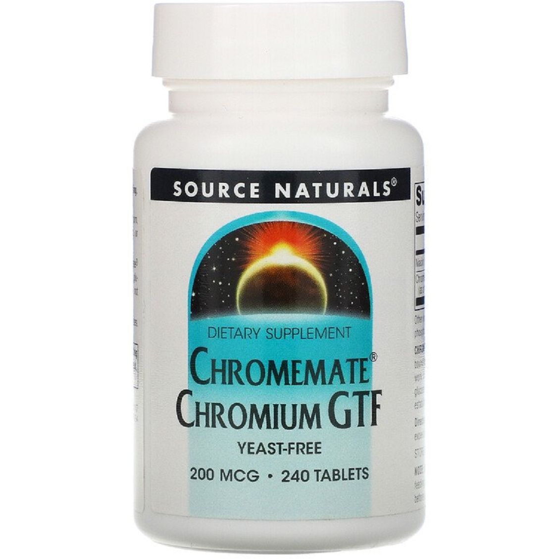 Минералы Source Naturals Хром GTF Chrome Mate 200 мкг 240 таблеток - фото 1