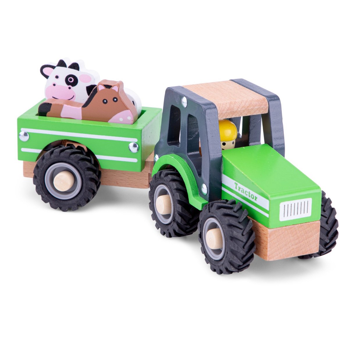 Іграшковий трактор New Classic Toys Трактор з причепом та ігровими фігурками тварин, зелений (11941) - фото 2