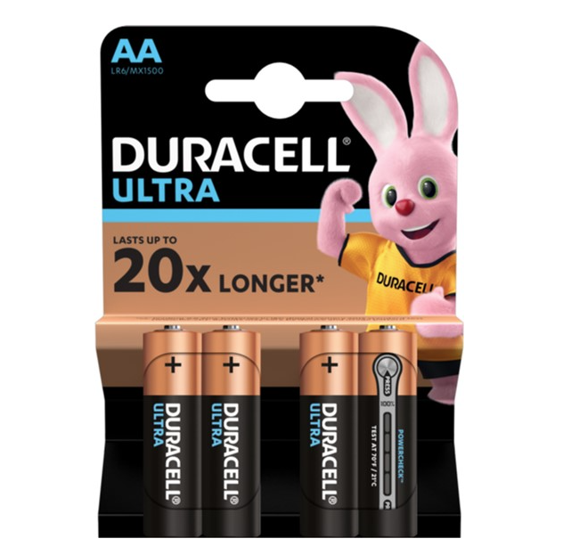 Щелочные батарейки пальчиковые Duracell Ultra Power 1,5 V АА LR6/MX1500, 4 шт. (5004805) - фото 2