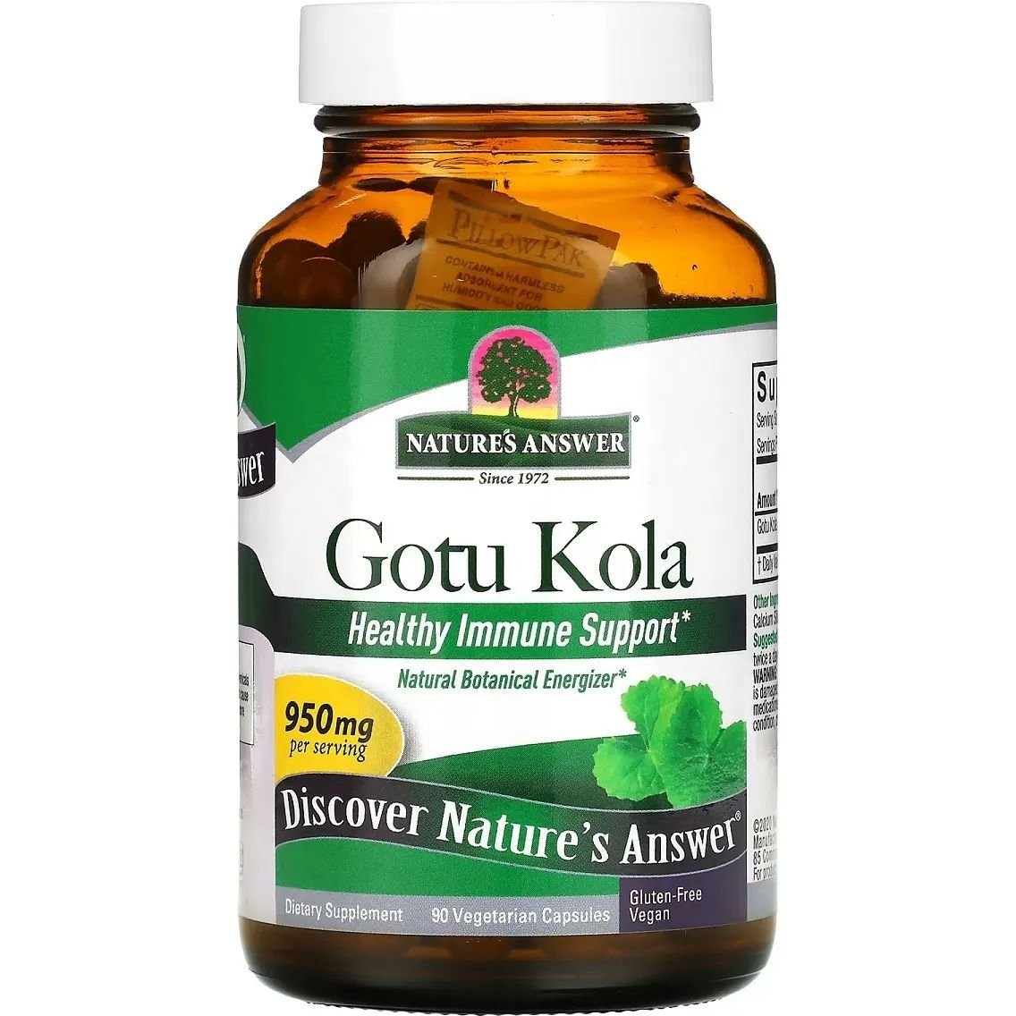 Готу кола Nature's Answer Gotu Kola 950 мг 90 вегетаріанських капсул - фото 1