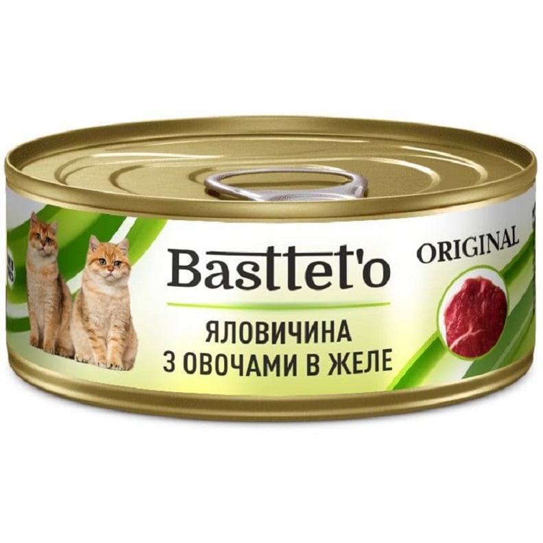 Вологий корм для котів Basttet'o Original яловичина з овочами в желе 85 г - фото 1