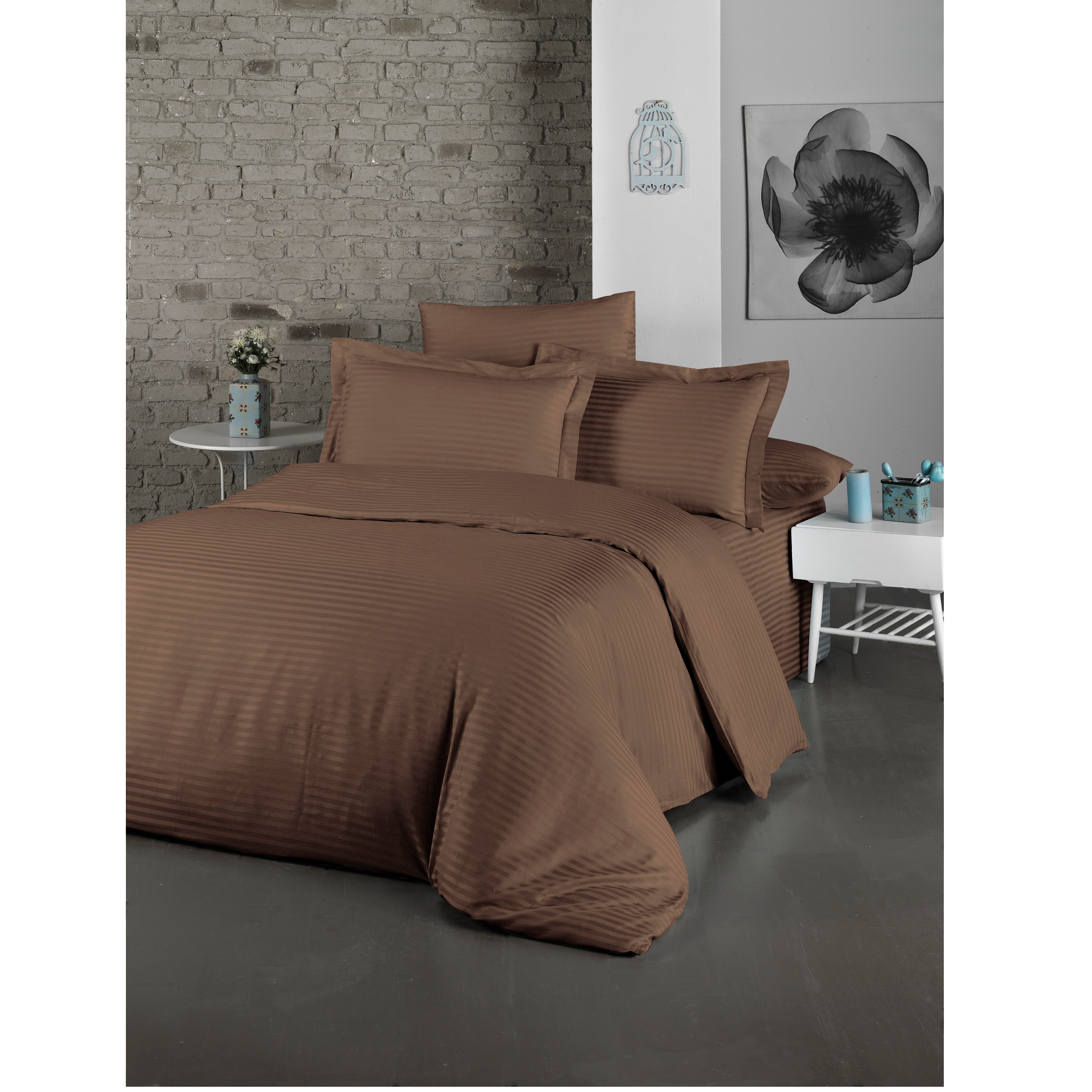 Комплект постельного белья LightHouse Exclusive Sateen Stripe Lux, сатин, евростандарт, 220x200 см, шоколадный (2200000550224) - фото 1