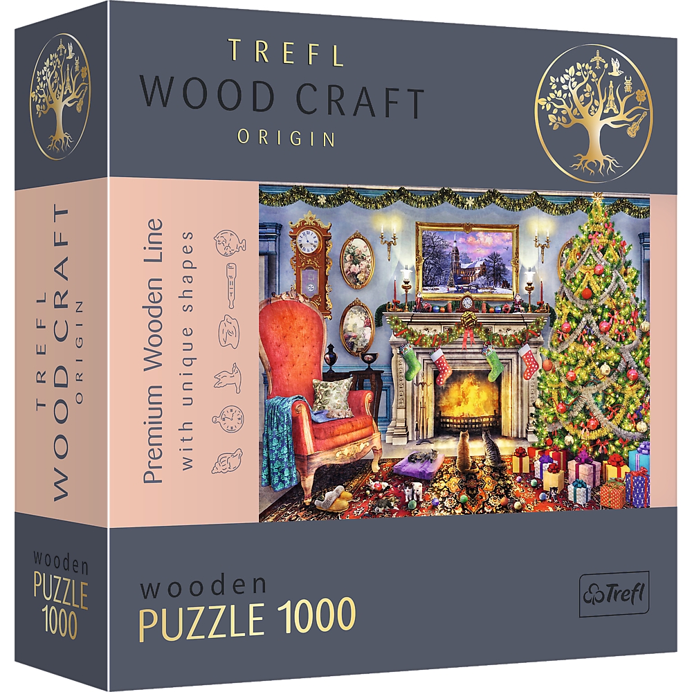 Пазли фігурні з дерева Trefl Новорічний затишок 1000 елементів - фото 1