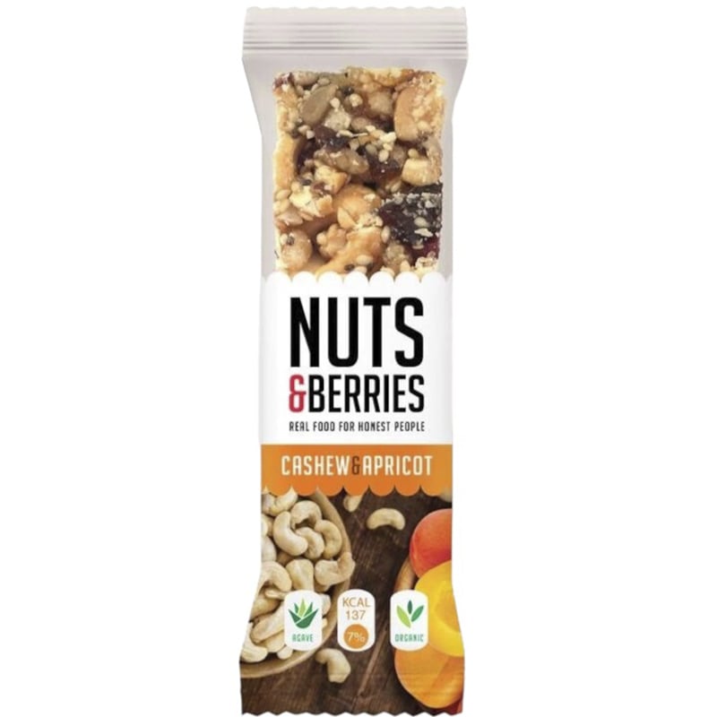 Батончик Nuts & Berries ореховый с кешью и абрикосом органический 30 г - фото 1